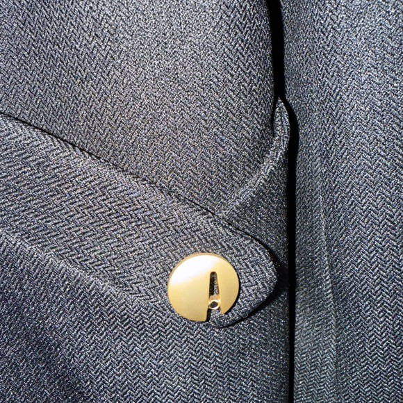 Vintage Dame Black Wool & Silk Blazer with Gold accents sz L-XL/EU 44 - Picture 3 of 10